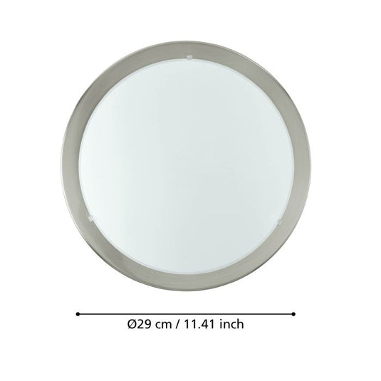 Candeeiro de Teto Redondo em Níquel Mate e Vidro Branco PLANET EGLO