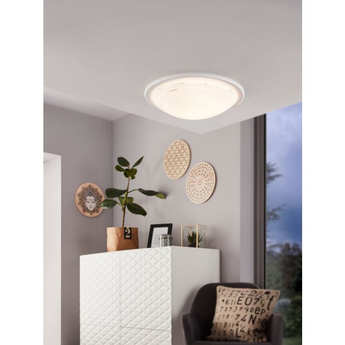 Load image into Gallery viewer, Plafon de Teto em Metal Branco com Tampa de Vidro PLANET 1 EGLO

