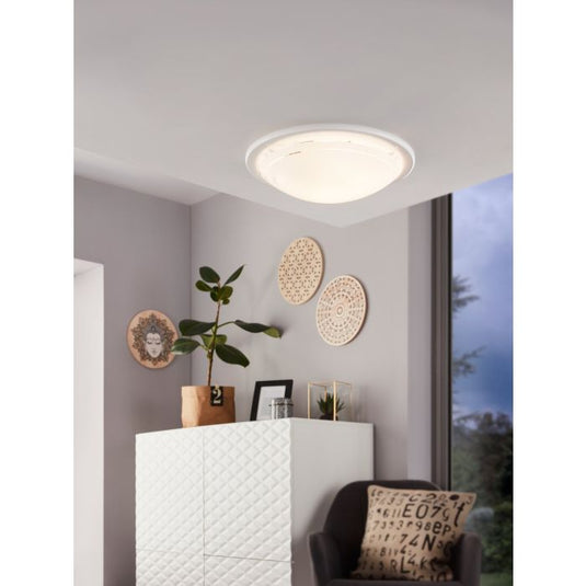 Plafon de Teto em Metal Branco com Tampa de Vidro PLANET 1 EGLO