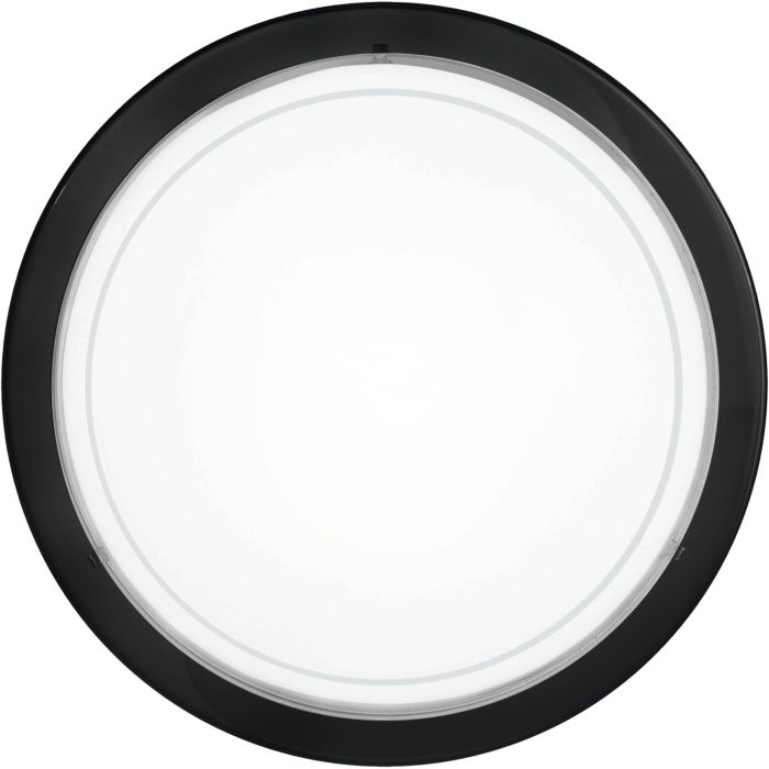 Carregue imagem no visualizador da galeriaCandeeiro de Teto Redondo em Aço e Vidro Preto e Branco PLANET 1 EGLO

