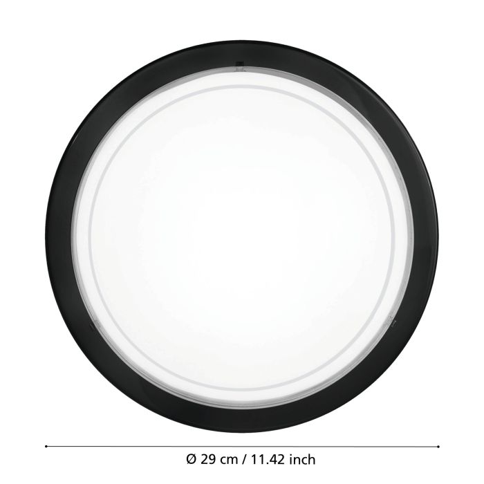 Carregue imagem no visualizador da galeriaCandeeiro de Teto Redondo em Aço e Vidro Preto e Branco PLANET 1 EGLO

