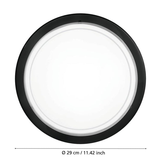 Candeeiro de Teto Redondo em Aço e Vidro Preto e Branco PLANET 1 EGLO