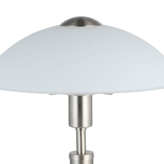 Candeeiro de Mesa com Base Níquel Mate e Abajur em Vidro Branco SOLO 1 EGLO