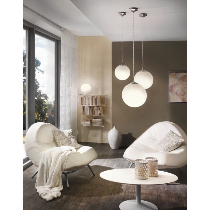 Chargez l'image dans la visionneuse de la galerie, Candeeiro de Mesa com Esfera de Vidro Opalino Branco RONDO EGLO
