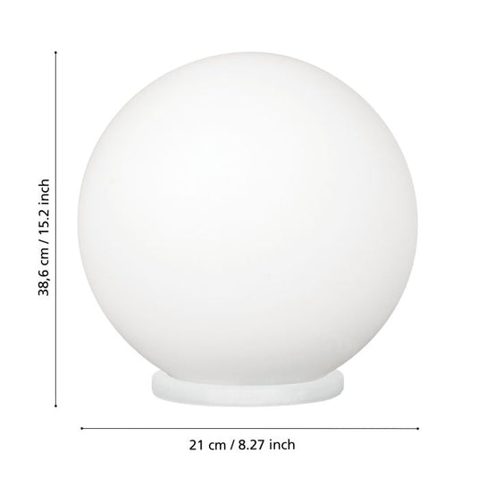 Candeeiro de Mesa com Esfera de Vidro Opalino Branco RONDO EGLO