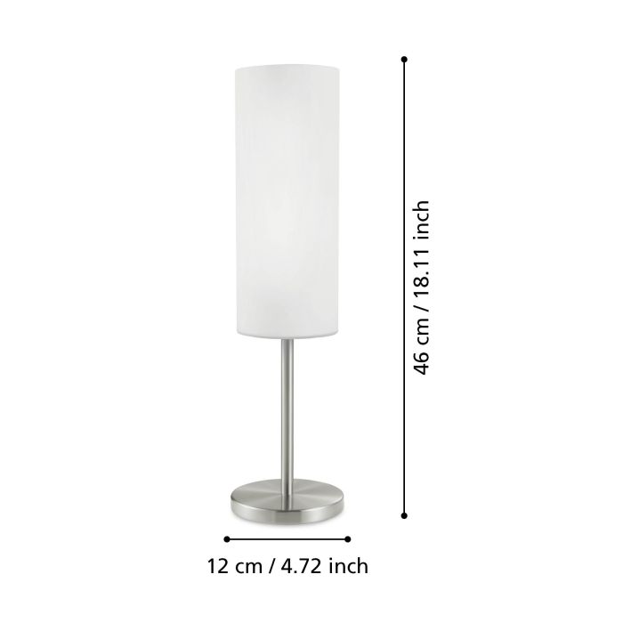 Carregue imagem no visualizador da galeriaCandeeiro de Mesa com Base Metálica Níquel Mate e Abajur em Vidro Branco TROY 3 EGLO
