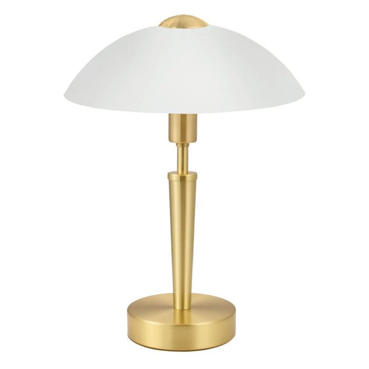 Candeeiro de Mesa com Base em Latão Mate e Vidro Branco Acetinado SOLO 1 EGLO