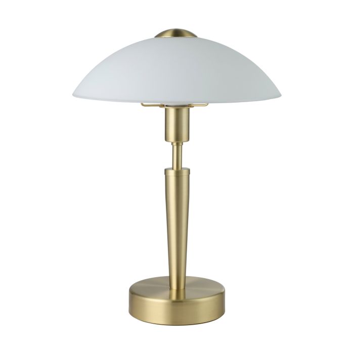 Carregue imagem no visualizador da galeriaCandeeiro de Mesa com Base em Latão Mate e Vidro Branco Acetinado SOLO 1 EGLO
