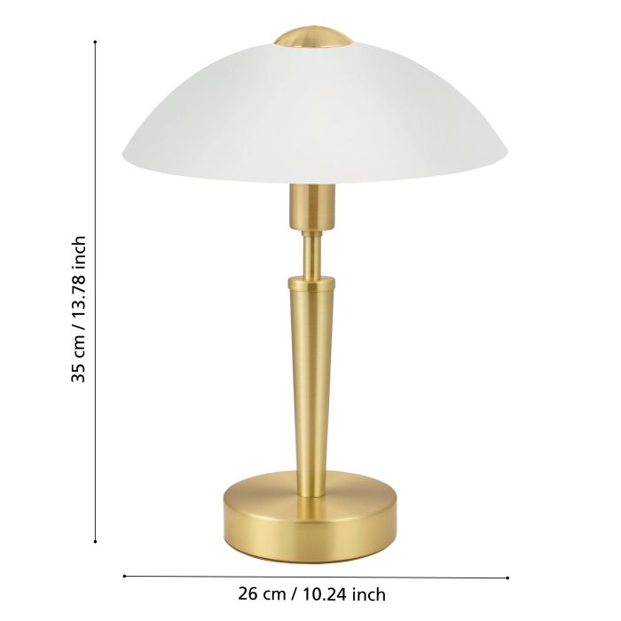 Carregue imagem no visualizador da galeriaCandeeiro de Mesa com Base em Latão Mate e Vidro Branco Acetinado SOLO 1 EGLO
