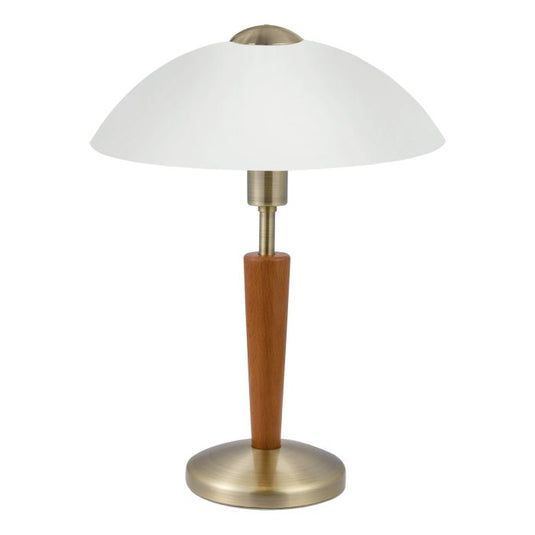 Candeeiro de Mesa com Base em Metal Níquel e Abajur em Vidro Branco SOLO 1 EGLO