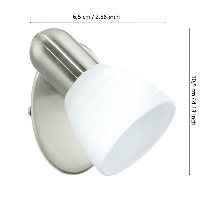 Cargue la imagen en el visor de la galería, Foco de Parede com Abajur de Vidro Branco DAKAR 1 EGLO
