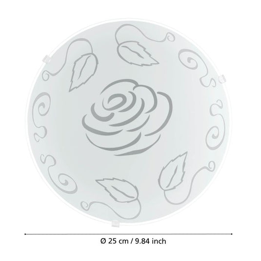 Candeeiro de Teto com Vidro Branco Acetinado e Motivos Florais MARS 1 EGLO