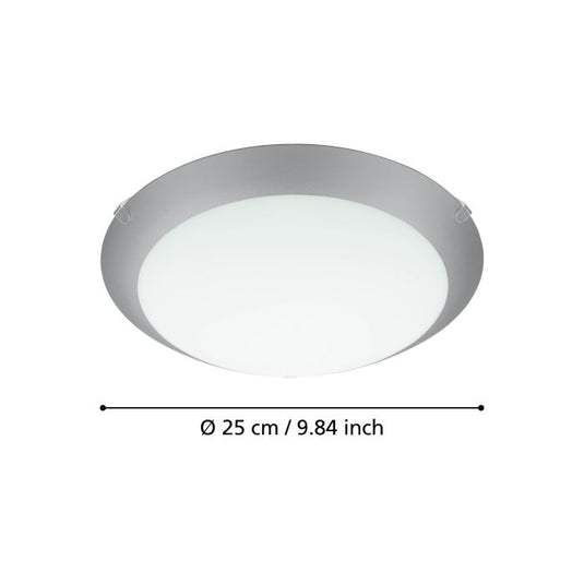 Candeeiro de Teto Redondo em Metal e Vidro Branco Acetinado MARS 1 EGLO