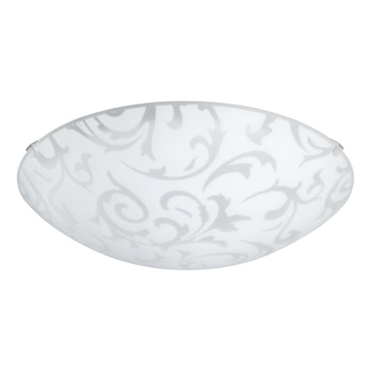 Plafon de Teto com Vidro Branco Acetinado e Detalhes Florais SCALEA 1 EGLO