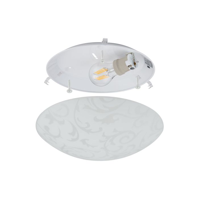 Load image into Gallery viewer, Plafon de Teto com Vidro Branco Acetinado e Detalhes Florais SCALEA 1 EGLO

