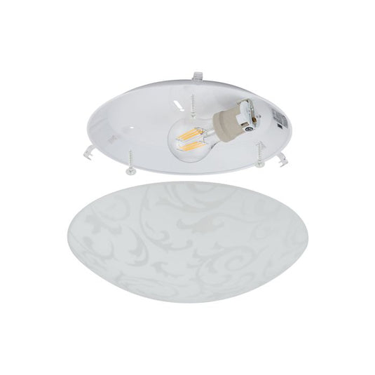 Plafon de Teto com Vidro Branco Acetinado e Detalhes Florais SCALEA 1 EGLO