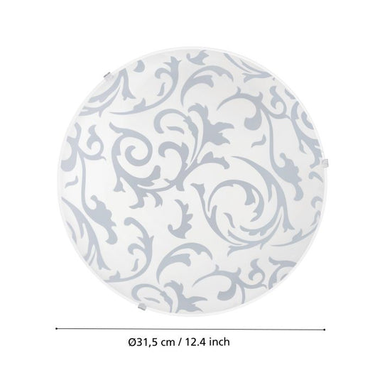 Plafon de Teto com Vidro Branco Acetinado e Detalhes Florais SCALEA 1 EGLO