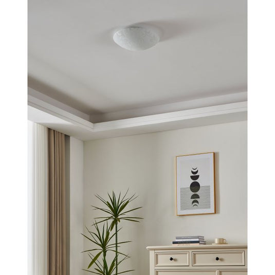 Plafon de Teto com Vidro Branco Acetinado e Detalhes Florais SCALEA 1 EGLO