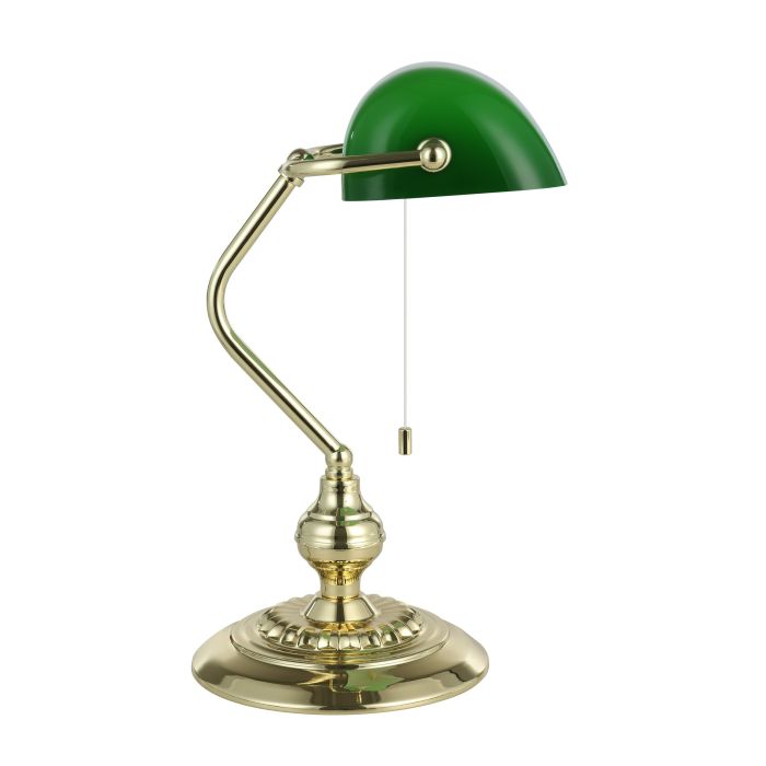 Load image into Gallery viewer, Candeeiro de Mesa em Aço Latão e Vidro Verde BANKER EGLO
