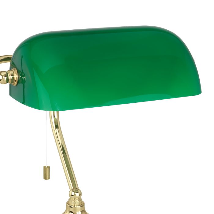 Load image into Gallery viewer, Candeeiro de Mesa em Aço Latão e Vidro Verde BANKER EGLO
