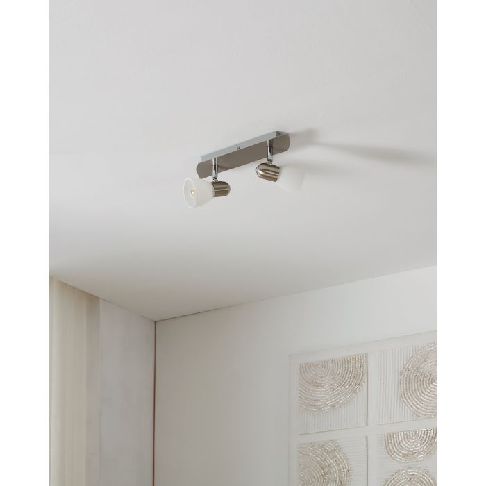 Cargue la imagen en el visor de la galería, Foco de Teto com Dois Focos Móveis e Vidro Branco Acetinado ENEA EGLO
