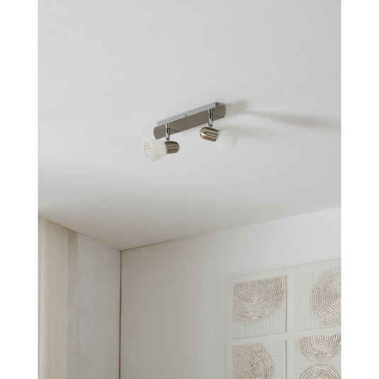 Foco de Teto com Dois Focos Móveis e Vidro Branco Acetinado ENEA EGLO