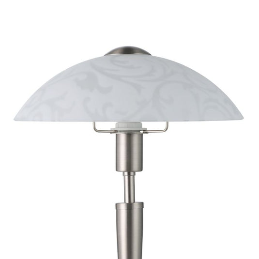 Candeeiro de Mesa com Base Níquel Mate e Abajur de Vidro Branco SOLO EGLO