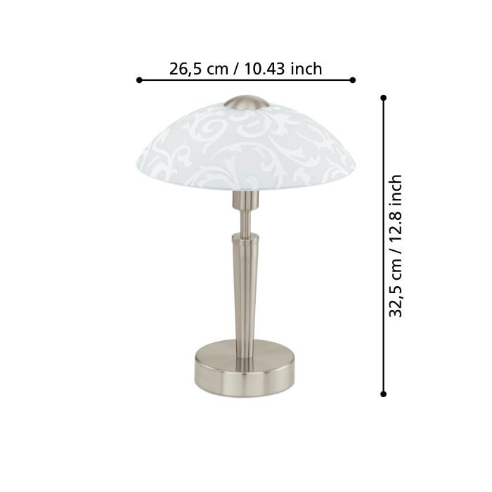 Load image into Gallery viewer, Candeeiro de Mesa com Base Níquel Mate e Abajur de Vidro Branco SOLO EGLO
