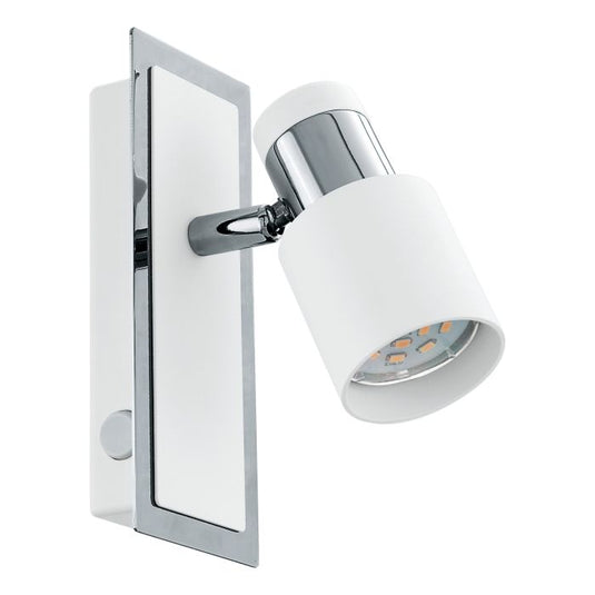 Foco LED de Parede com Corpo Metálico Branco e Cromado DAVIDA EGLO