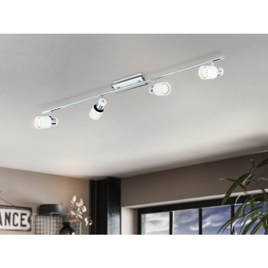 Foco LED de Teto com Corpo Metálico Branco e Cromado DAVIDA EGLO
