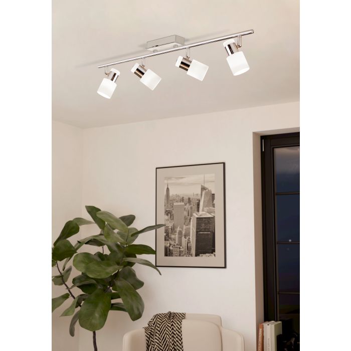 Cargue la imagen en el visor de la galería, Foco LED de Teto com Corpo Metálico Branco e Cromado DAVIDA EGLO

