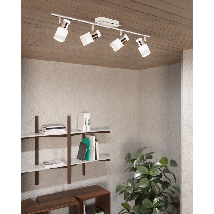 Cargue la imagen en el visor de la galería, Foco LED de Teto com Corpo Metálico Branco e Cromado DAVIDA EGLO
