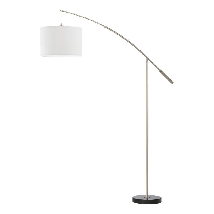 Cargue la imagen en el visor de la galería, Candeeiro de Pé NADINA com Braço Extensível e Abajur em Tecido Branco

