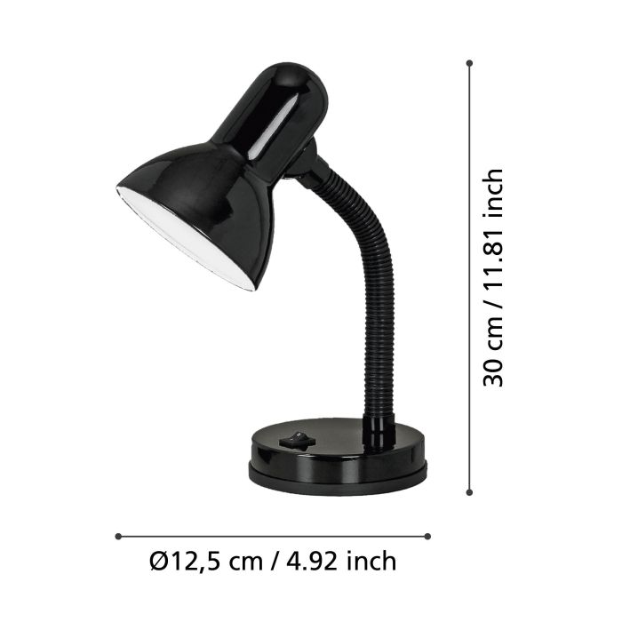 Chargez l'image dans la visionneuse de la galerie, Candeeiro de Mesa em Metal Preto com Pescoço Ajustável BASIC EGLO
