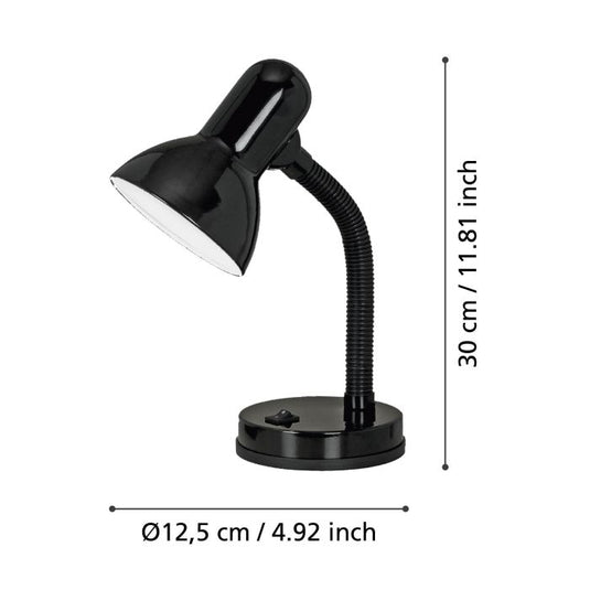 Candeeiro de Mesa em Metal Preto com Pescoço Ajustável BASIC EGLO