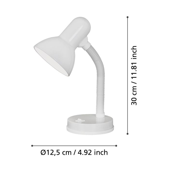 Chargez l'image dans la visionneuse de la galerie, Candeeiro de Mesa em Metal Branco com Pescoço Ajustável BASIC EGLO
