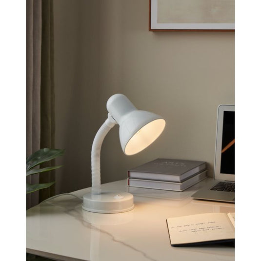 Candeeiro de Mesa em Metal Branco com Pescoço Ajustável BASIC EGLO