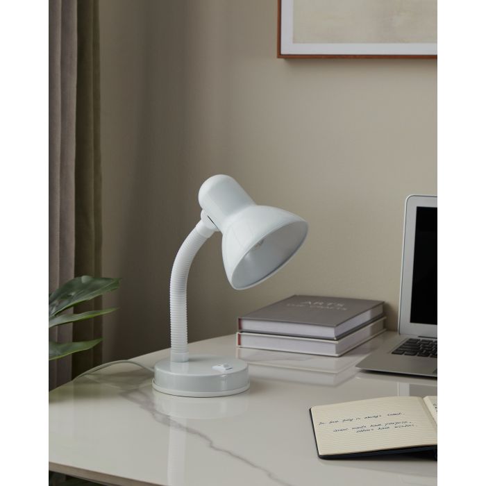Chargez l'image dans la visionneuse de la galerie, Candeeiro de Mesa em Metal Branco com Pescoço Ajustável BASIC EGLO

