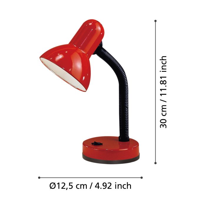 Chargez l'image dans la visionneuse de la galerie, Candeeiro de Mesa em Metal Vermelho com Pescoço Ajustável BASIC EGLO
