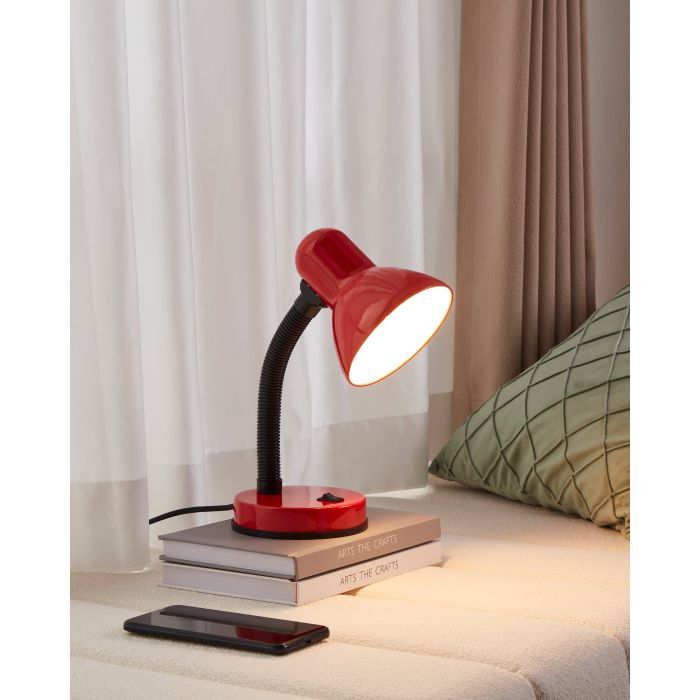 Chargez l'image dans la visionneuse de la galerie, Candeeiro de Mesa em Metal Vermelho com Pescoço Ajustável BASIC EGLO
