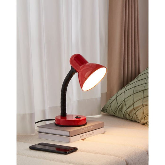 Candeeiro de Mesa em Metal Vermelho com Pescoço Ajustável BASIC EGLO