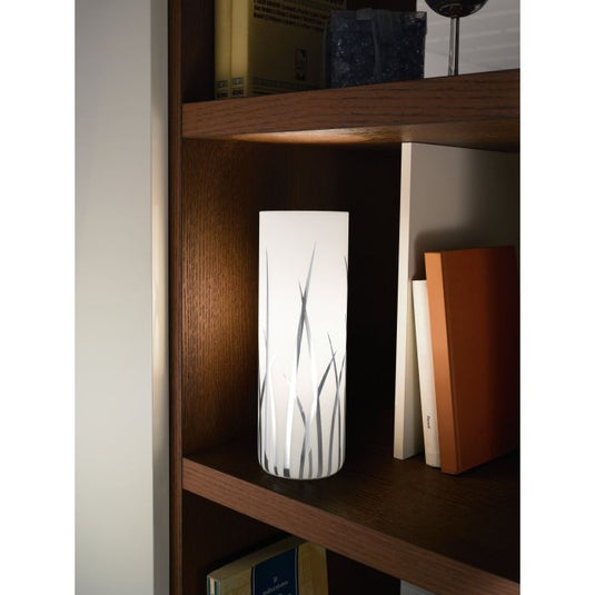 Candeeiro de Mesa com Cilindro de Vidro Branco e Metal Cromado RIVATO EGLO