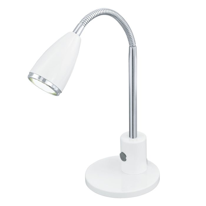 Load image into Gallery viewer, Candeeiro de Mesa LED com Pescoço Ajustável Branco e Cromo FOX EGLO
