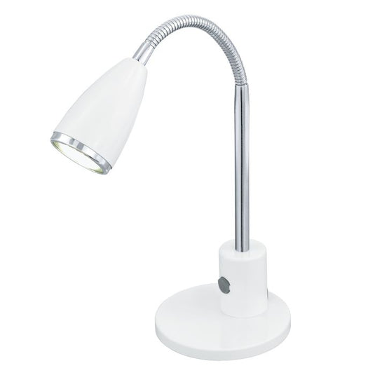 Candeeiro de Mesa LED com Pescoço Ajustável Branco e Cromo FOX EGLO