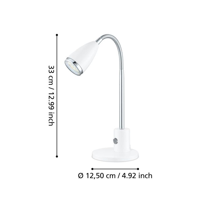 Load image into Gallery viewer, Candeeiro de Mesa LED com Pescoço Ajustável Branco e Cromo FOX EGLO
