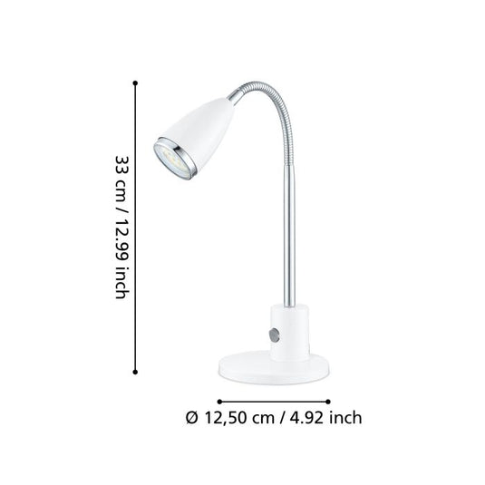 Candeeiro de Mesa LED com Pescoço Ajustável Branco e Cromo FOX EGLO
