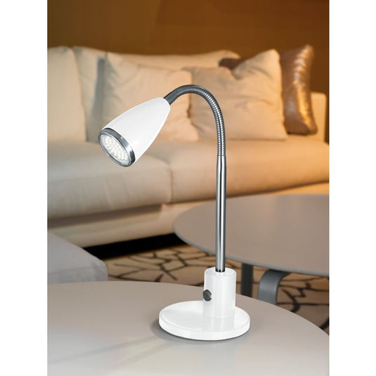 Candeeiro de Mesa LED com Pescoço Ajustável Branco e Cromo FOX EGLO