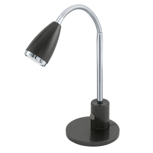 Candeeiro de Mesa LED com Pescoço Ajustável em Aço Preto e Cromado FOX EGLO