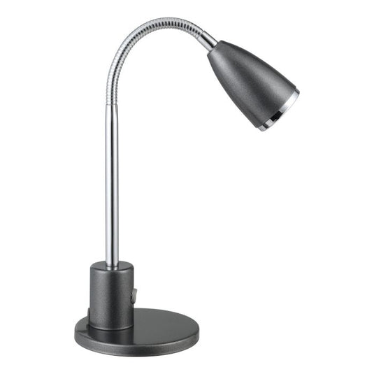 Candeeiro de Mesa LED com Pescoço Ajustável em Aço Preto e Cromado FOX EGLO