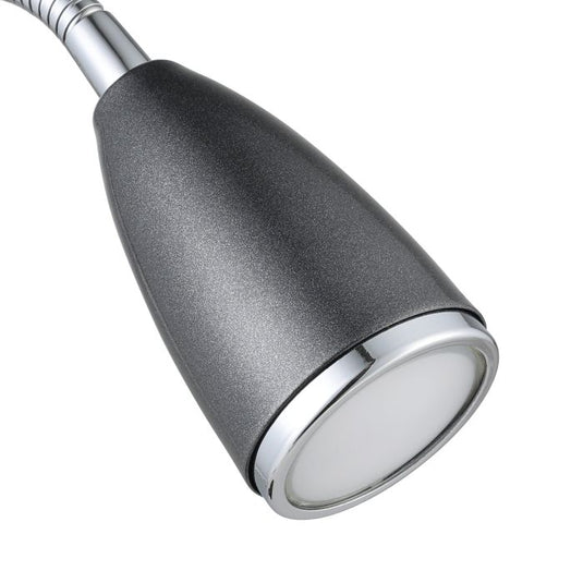 Candeeiro de Mesa LED com Pescoço Ajustável em Aço Preto e Cromado FOX EGLO